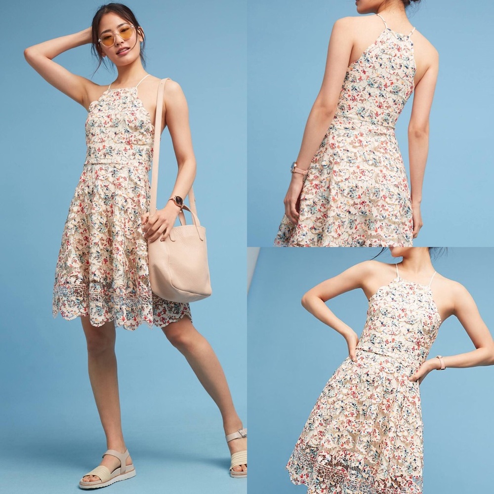 Anthropologie Eliza Floral Halter Dress